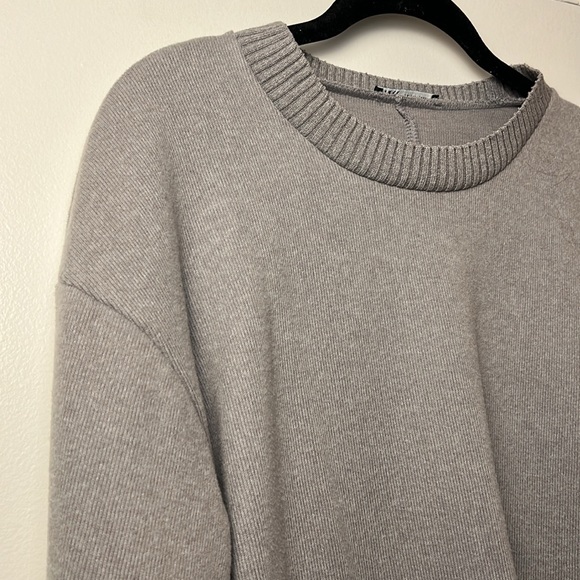 Zara Women's Cotton Blend Crewneck Sweater - Grey - Size Small - Picture 4 of 8